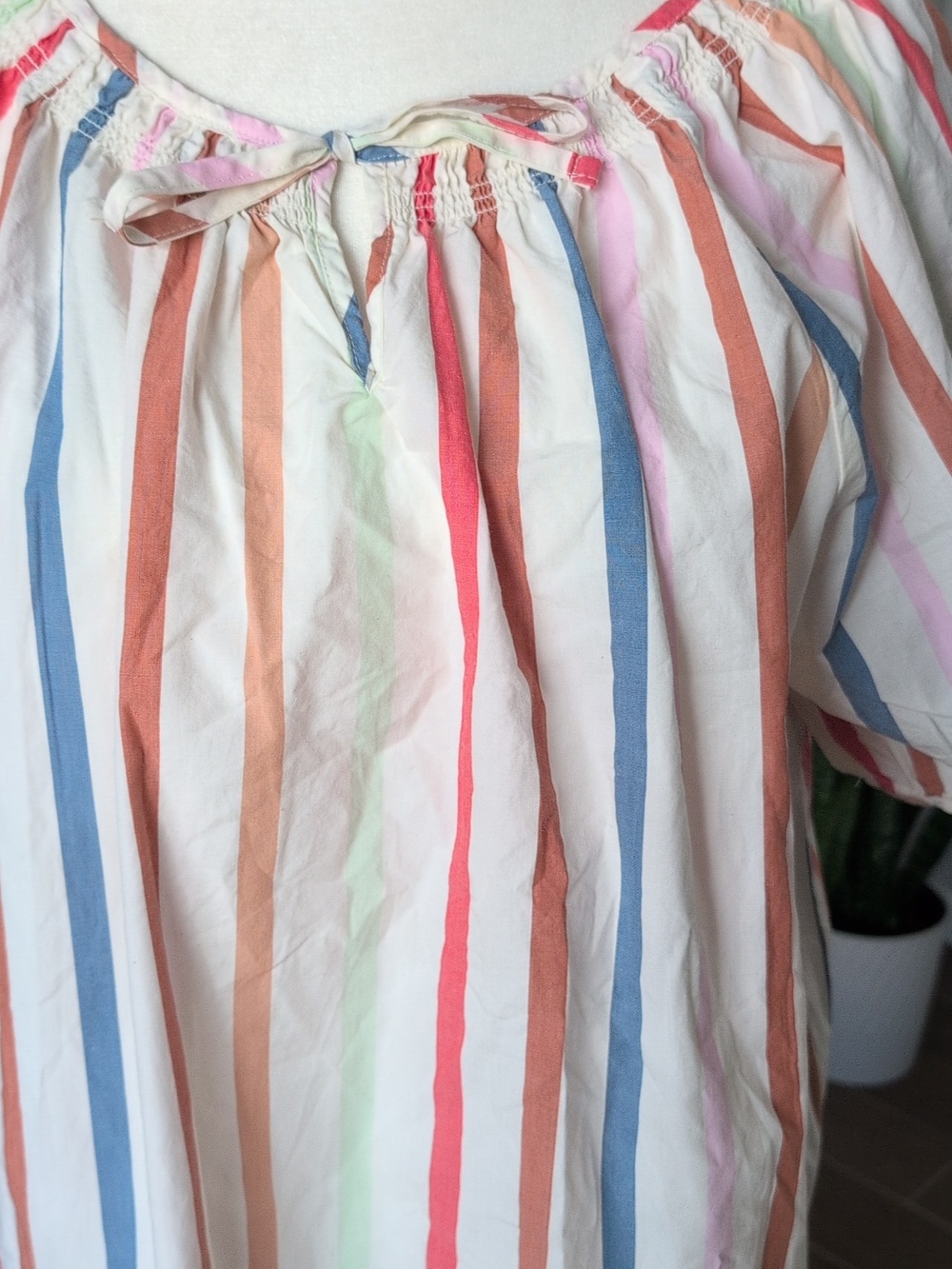 Berkley Jensen Striped White Cotton Spring Summer Top - XL - Picture 6 of 7